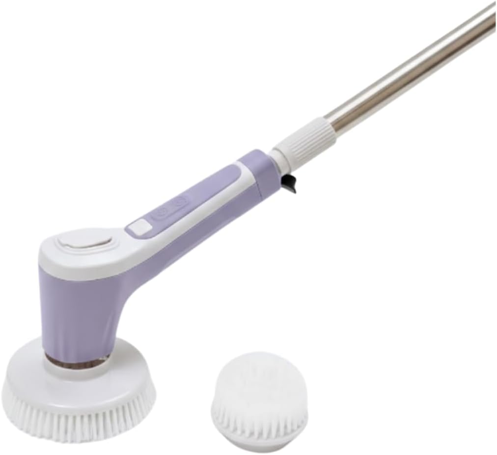 Teko Power Scrubber - Ultimate Bathroom Kitchen & Shower Brush Scrubber with Long Handle, for Bathtub, Tile, Floor & Grout, Tub Scrubber, Automatic Shower Cleaner, Sky
