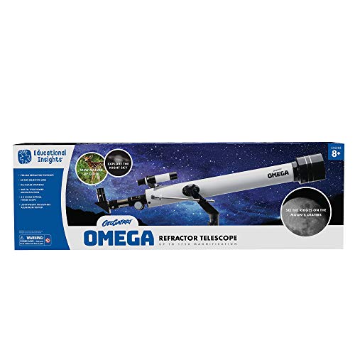 Educational Insights GeoSafari Omega Refractor Telescope - Portable Telescope for Kids, Teens, and Adults, See Planets, Stargazing Tools, Classic STEM Learning Set, Gift for Boys & Girls Ages 8+