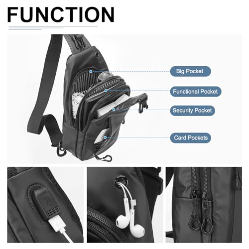 PU Sling Bag Crossbody Backpack - Multipurpose Casual Packs - USB Charge Port4