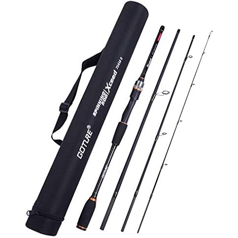 Goture Pack Fishing Rod Spinning Fishing Rods 10ft Portable Pack case 4 Sections Lightweight Carbon Fiber Poles M Power MF Action Cover