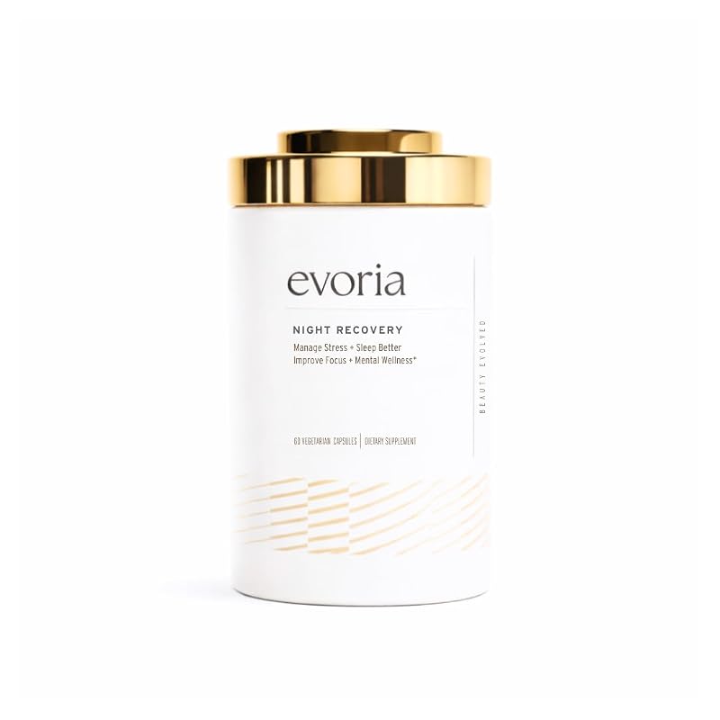 Evoria Health Suplemento para o Sono com KSM-66 Ashwagandha 300 mg, Magnésio Bisglicinato 100 mg + Malato 100 mg, L-Teanina e Apigenina, 60 cápsulas