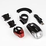 ABSINA LED Fahrradlicht Set USB aufladbar - 100m Reichweite, 180 Lumen & 50 Lux - Fahrradbeleuchtung Set StVZO zugelassen - Fahrradlampe vorne & hinten, Fahrrad Lichter LED Set