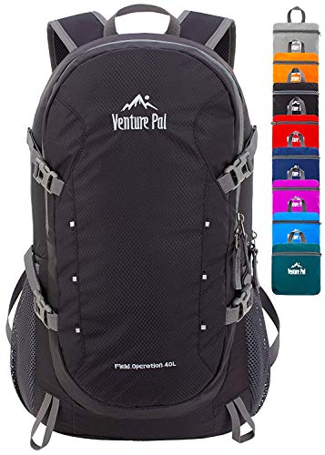 Venture Pal 40 l leichter verstaubarer Reise-Wanderrucksack, Tagesrucksack, Schwarz