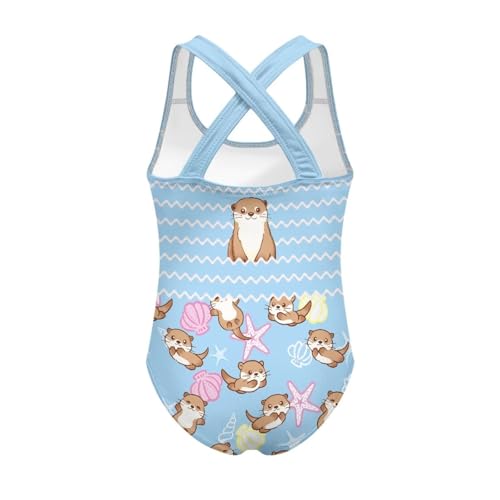 Image of Kid One Piece Swimsuit with Cross Back Girls Summer Sleeveles Swimwear for 5-14 Years