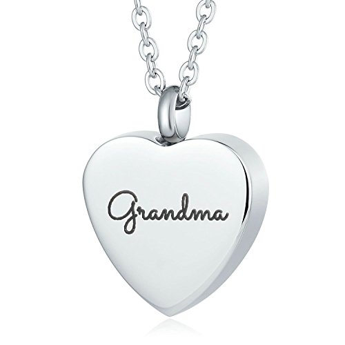 Collares de urna para Cenizas de Acero Inoxidable, Collar con Colgante de urna Grabado en Forma de corazón, joyería de cremación de Abuela, Colgantes para Cenizas