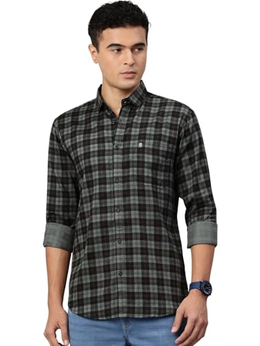 Image of Majestic Man Men Small Checkered Slim Fit Cotton Casual Shirt