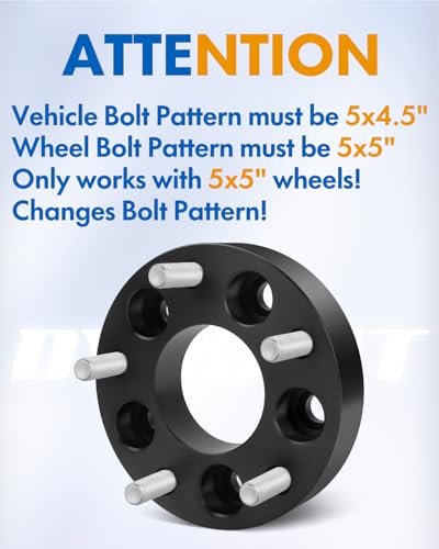 Image of dynofit 1Pc 5x4.5 to 5x5 Wheel Adapters for Je /ep Spare Tire Jk Wk Wj Xk Wheels on Tj Yj Kk Xj Mj Kj Zj, 5x114.3mm to 5x127mm 1.25 inch Forged Conversion Wheel Spacers 1 /2 inch Thread Adapter
