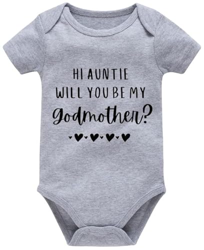 Hi Auntie Will You Be My Godmother Newborn Bodysuit Funny Infant Boys Girls Creeper One-piece Outfit Aunt Baby Onesie