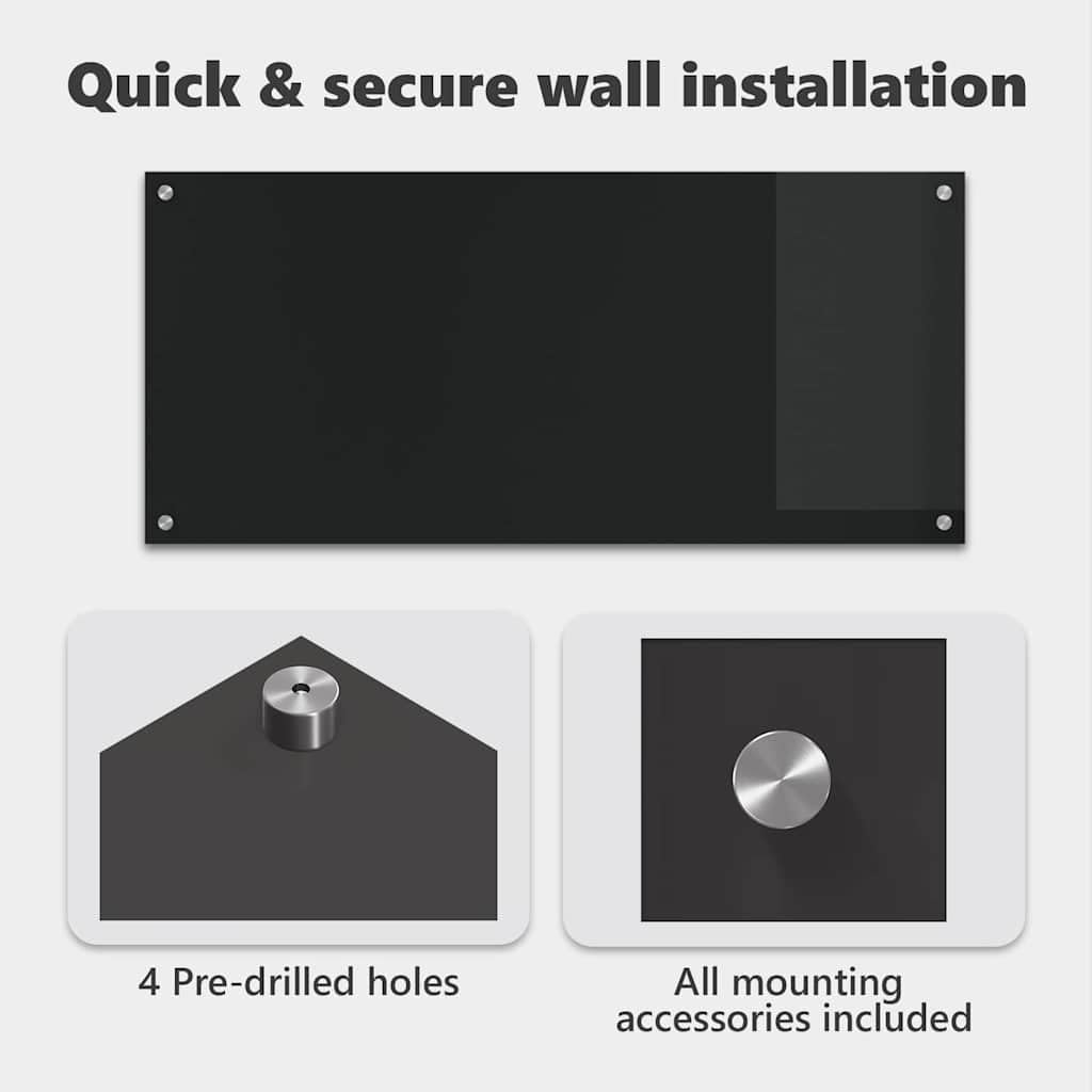 vidaXL Rivestimento da Cucina Nero 110 x 50 x 0,6 cm Vetro temperato, Arredo Cucina Elegante, Rivestimento Moderno, Protezione Termica in Vetro, Pannello Facile da Pulire