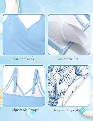 Girls Tankini Swimsuit Twist V Neck Bathing Suit Ruched Girls Swimsuit Two Piece Printed Girls' Swimwear 9-16 Years4