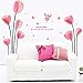 GHJL Adesivi murali Tulipani Rosa Soggiorno Camera da Letto Arte murale Fiore Blossom Poster Wallpaper Decal 60 * 90 cm