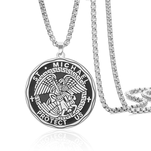 Collier Saint Michel archange en acier inoxydable pour homme et femme