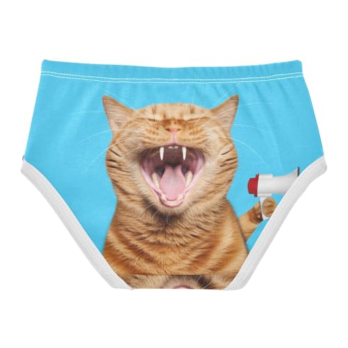 Funny Orange Cat Girl Panties Cute Girls Underwear Toddlers Cotton Fun Print Briefs Undies Kids 2t2