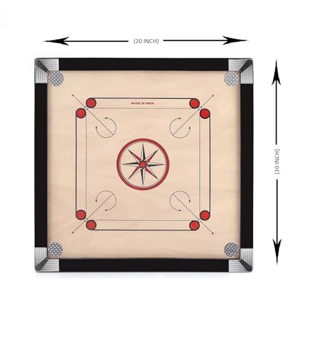 Image of Pro Play Priminum Wooden Carrom Board for Kids & Adults with Coins Striker and Boric Powder (Small Size 20 * 20 Cristal Coin)