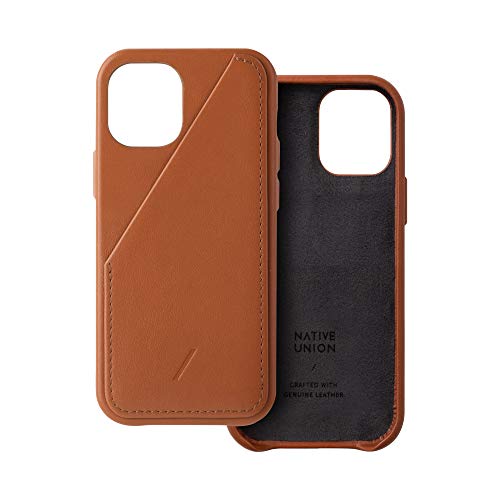 Native Union Clic Card Case – Crafted with Genuine Italian Nappa Leather – Slim & Lightweight Cover with Card Holder - Compatible with iPhone 12 Mini (Tan)