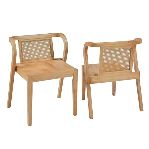 LEEMTORIG Modern Cane Back Dining Chair, Natural Wood, 28.23" Height,