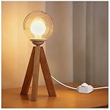 Lamptobe Nachttischlampe Tischlampe Holz mit G9 LED Glühbirne,2200K warmweiß Stativ Kleine Tischleuchte,Tischlampe Vintage für modern Deko Schlafzimmer,Wohnzimmer,Nachttisch,Geschenk