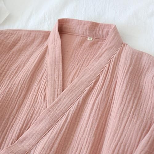 Yukata de spa et peignoir d'intérieur en gaze de coton rose pour routine bien-être - 4