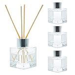 ZENO Glass Diffuser Set of 4 | Empty Clear Bottles 50ml | Essential Fragrance | Oil Reed Diffusers Set | Small Glass Diffuser Bottles with Caps for Home Bathroom Fragrance Accessories