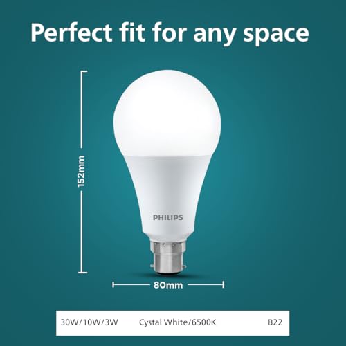 Image of Philips 30W Dimmable LED Bulb | Cool White 6500K | B22 Base | Adjustable Brightness LED Light | Energy Efficient & Versatile Lighting | Pack of 1
