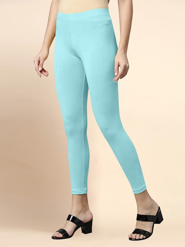 Image of TRENDMALLS Women's Microfiber Elastane Stretch Soft Cropped Leggings with Ultrasoft Waistband for Women