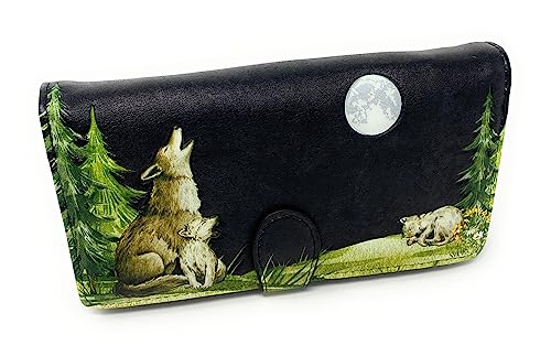 Shag Wear Wolf Pack Große Geldbörse für Damen, 17,8 cm, Schwarz, Large, Modern