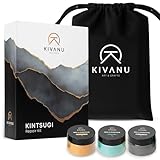 KIVANU Authentic Kintsugi Repair Kit - Ceramic Repair Kit with Food Safe Epoxy - Gold, Silver & Exclusive Phoenix Green Colors - Complete Pottery Gift Set for Adults & Beginners