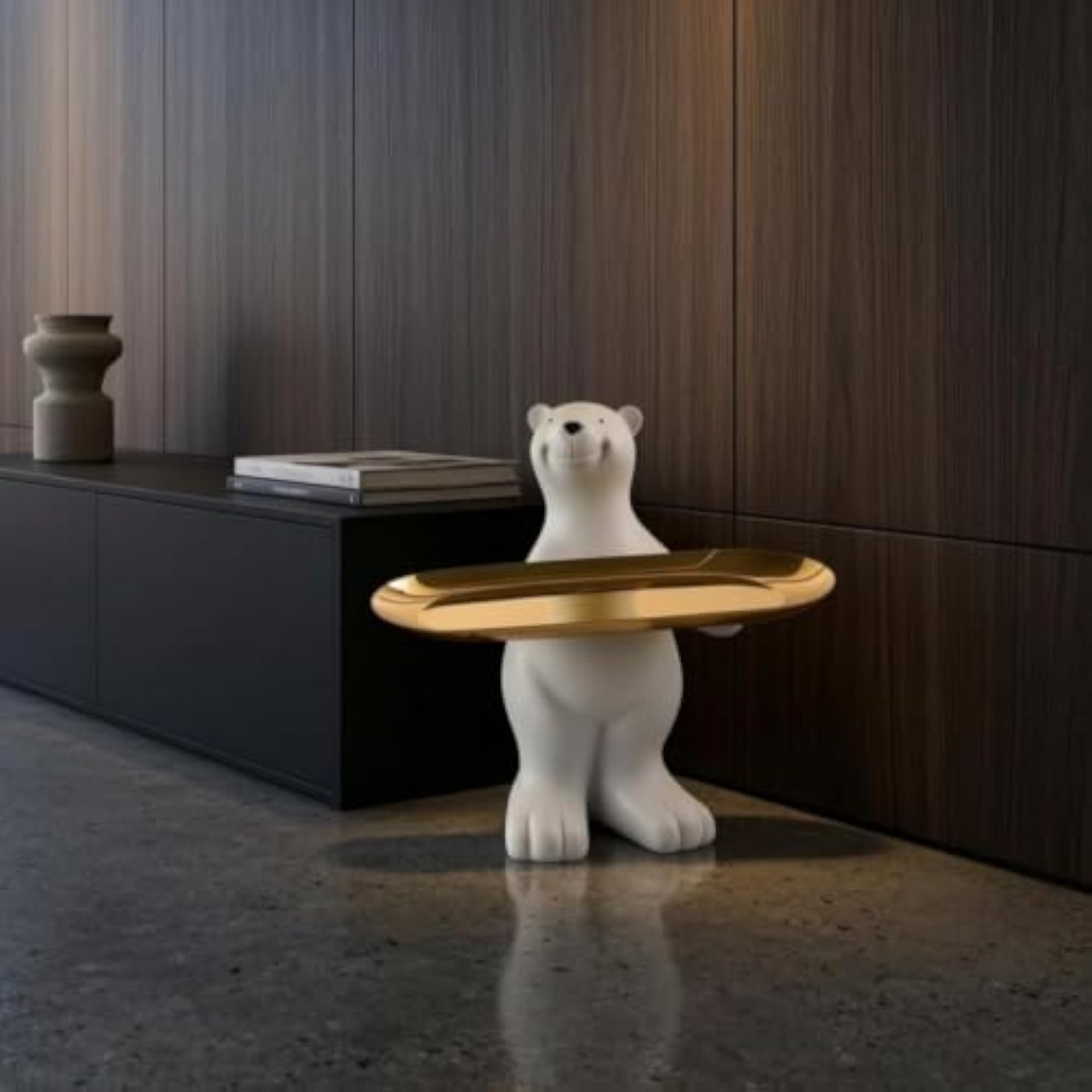 Matte White Arctic Bear Figurine Tray