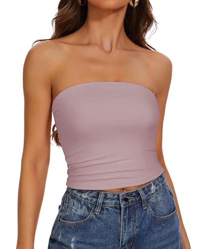 Image of Summer Tube Tops Basic Crop Tops for Women Strapless Tank Casual Tunics Sexy Short Shirts 2026
