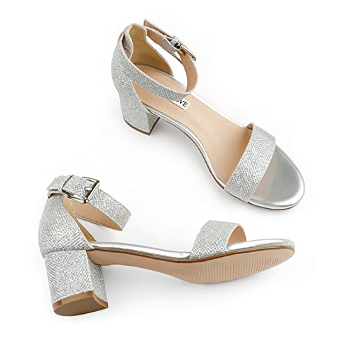 JOY IN LOVE Women's Chunky Low Heels Ankle Strap Open Toe Block Heel Sandals3