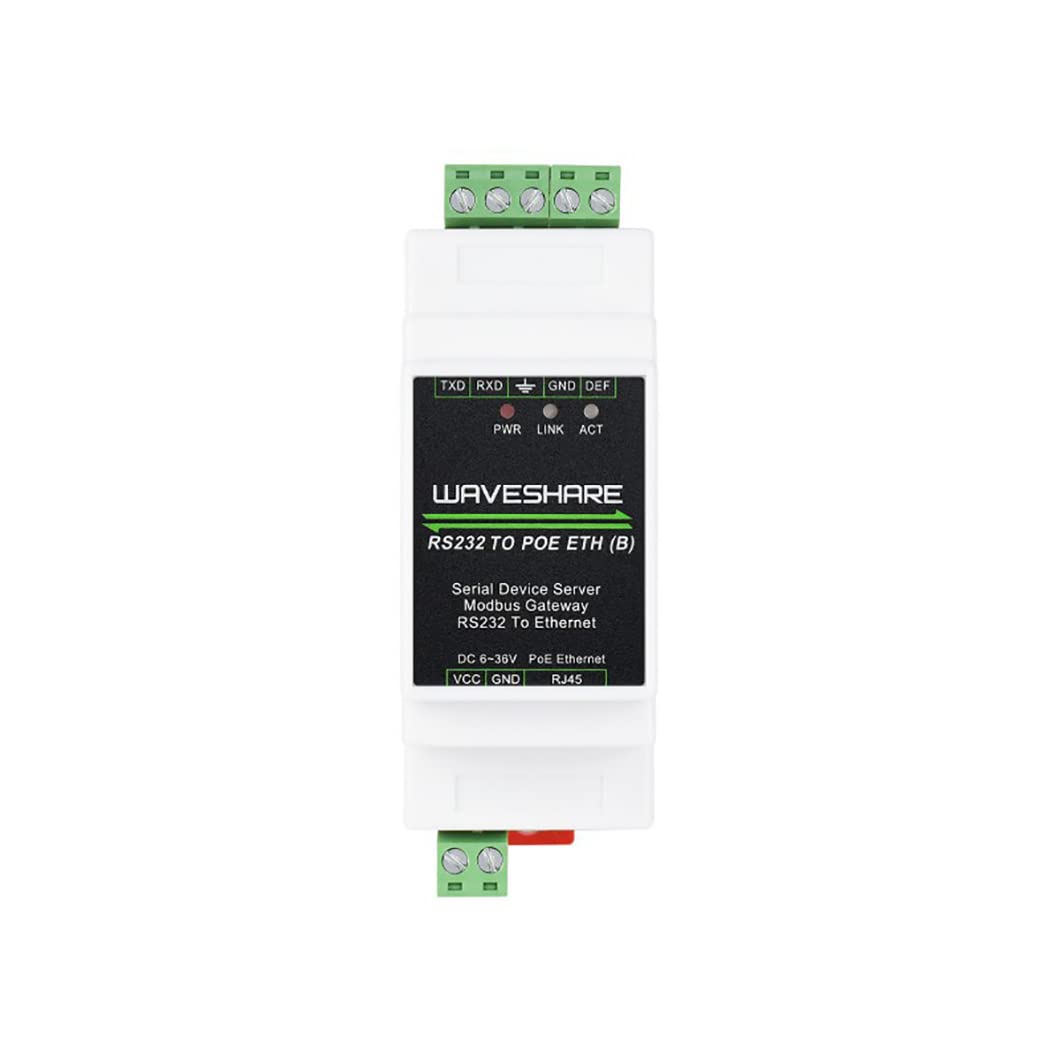 Coolwell Industrial Serial RS232 to RJ45 Ethernet Server Module with POE Function TCP/IP to Serial Rail-Mount Support