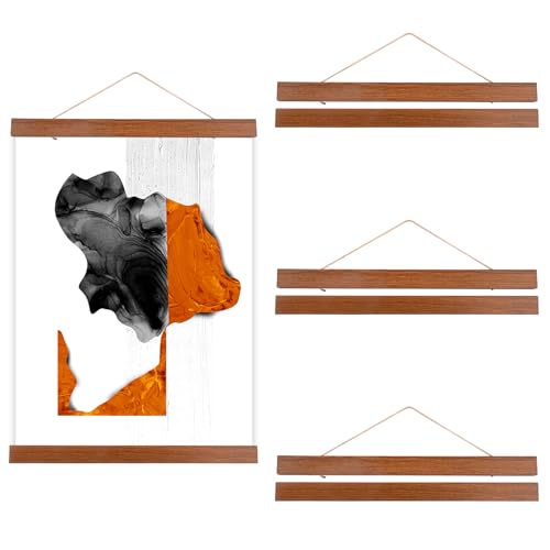 Xyvor 3 Stück A3 Posterleiste 31 cm, Magnetisch Posterschiene, Posterleiste Holz, Wiederverwendbar Posterhalter für Ungerahmte Plakate, Kunstwerke, Fotos, Drucke, Schriftrollen, Diamantbilder, Karten