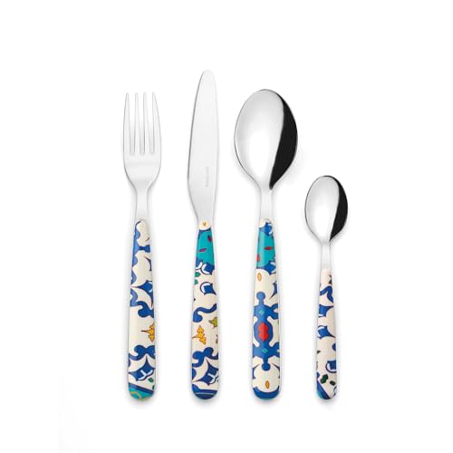 SET 24 POSATE ''FLOWER&LEMON'' (Blu mediterraneo)