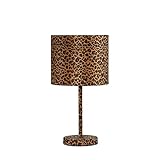 HomeStock Old World Opulence 19.25' One-Light Table Lamp with Leopard Pattern Metal Base and Faux Suede Shade - Stylish and Elegant Lighting for Any Room Decor