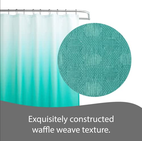 Creative Home Ideas - Textured Fabric Shower Curtain Set, Includes 12 Easy Glide Metal Rings, Modern Bathroom Décor, Machine Washable, Measures 70" X 72", Turquoise Ombre #TOP3