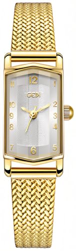 Petite montre rectangulaire dorée idéale pour vos tenues rétro de bureau