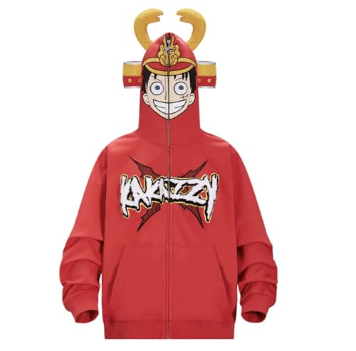 Sweat à capuche zippé Kakazzy rouge pour ado de 16 ans