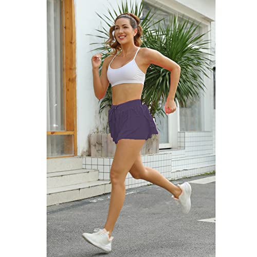 Image of Flowy Athletic Shorts for Women Running Tennis Butterfly Shorts Girls 2-in-1 Double Layer Quick-Drying Comfy Shorts