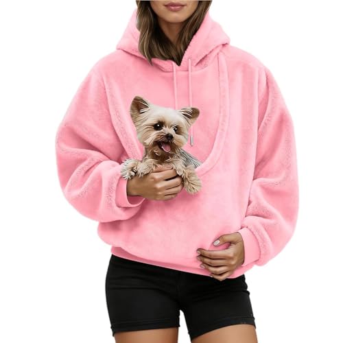 Sudadera con capucha con bolsillo frontal y correa de seguridad para llevar gatos grandes