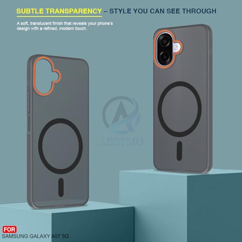Image of AESTMO Samsung Galaxy A07 / M07 / F07 / F70E 5G Back Cover | Slim Hard Shell | Matte Frosted Hard Back Translucent Back Cover for (Compatible with MagSafe Accessories, Black)