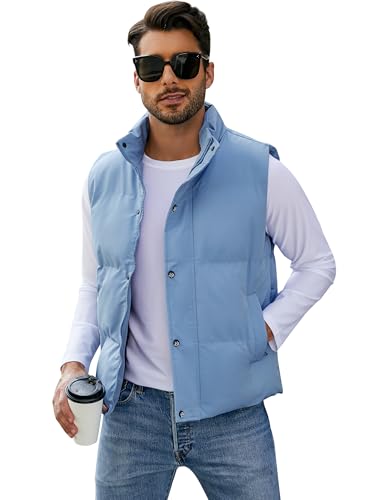 Flygo Mens Puffer Vest Winter Padded Vests Lightweight Stand Collar Sleeveless Quilted Jackets Outerwear