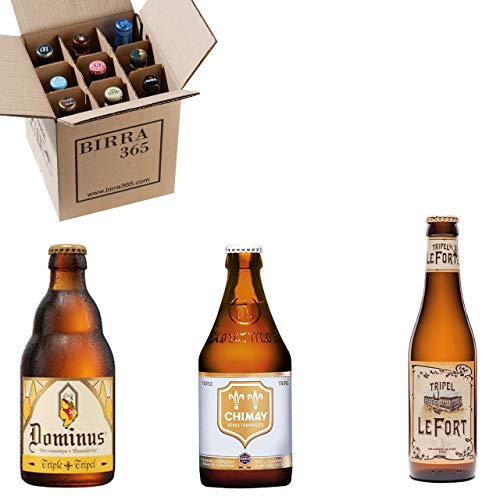 Caja de 9 cervezas estilo Tripel, cervezas especiales creadas en las abadías belgas.