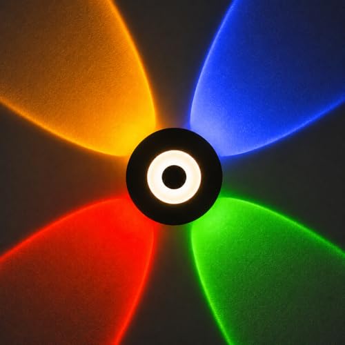 Image of FERA Waterproof Up Down Led Wall Lamp, Aluminium IP65 Body 4+1 Ray, Multycolor, Indoor /Outdoor Decorative Wall Sconce Light, (HaloBeam 4 Way Multi)