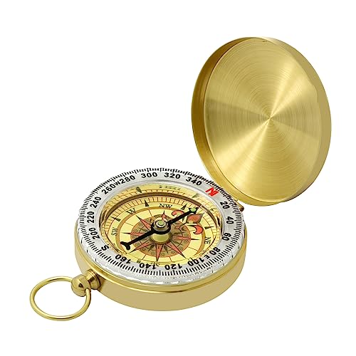 Waterproof Brass Compass for Hiking, Survival & Navigation – Large Dial Pocket Compass with...