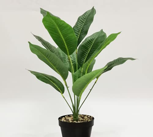 2 Bunches Artificial Bird Of Paradise Plants 18" Permanent Leaf,Tropical Leaves Faux Strelitzia 12 Leaves Banana Tree For Potted Plant Flower,Outdoor Uv Garden Resistant Decor Green #TOP4