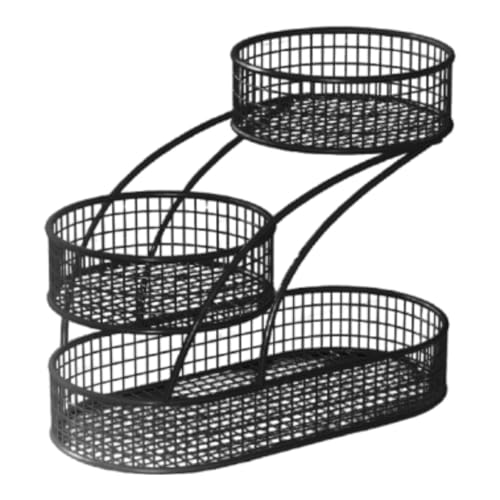 Frutero de 3 niveles con elegante estructura de hierro negro y diseño de almacenaje práctico 2