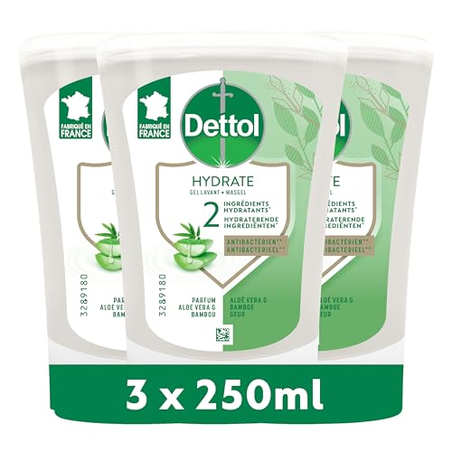 Dettol soap refills hands kit no touch - perfume aloe vera - 250ml refill pack of 3