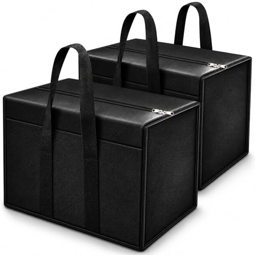 Image of DALUCI Nylon Wardrobe Storage Bags for Clothes 85 L | Moisture Proof Clothes Organizer with Zipper & Strong Handles | Foldable Blanket Saree Toy Storage Box for Closet & Shelves (Black, Pack of 2)