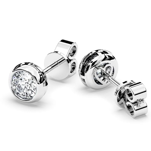 Moissanite Diamond Stud Earrings for Women Bezel Solitaire S925 Sterling Silver for Wife Girlfriend Mom Gifts for Her Daughter on Birthday Wedding Anniversary2