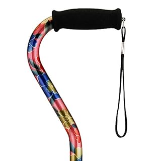 NOVA Designer Walking Cane with Offset Handle, Lightweight Adjustable Cane with Carrying Strap, Cane for Men and Women, Walking Canes for Balance, Pink Garden Design